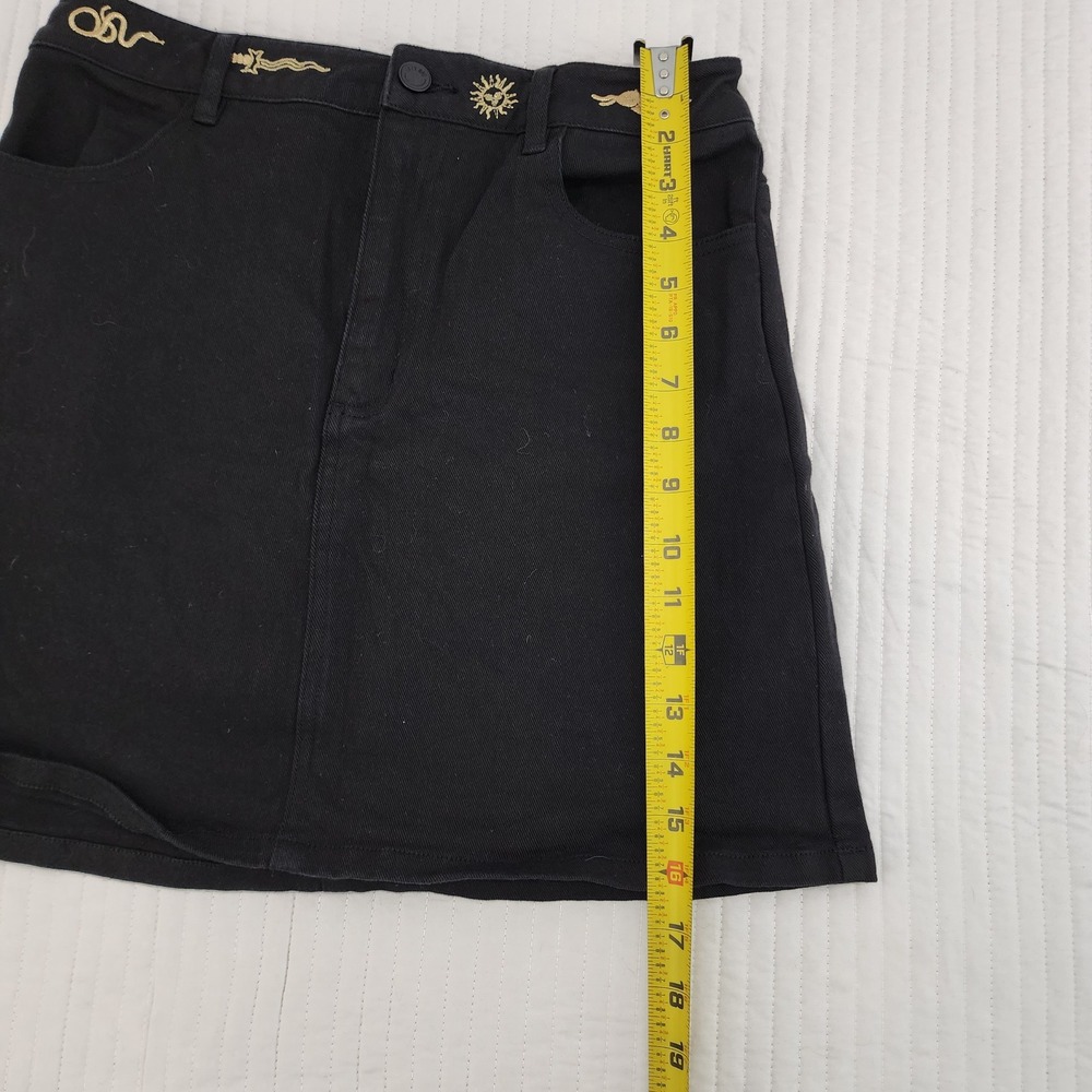 Lazy Oaf Black Mini Skirt with Gold Eye Embroidery - Picture 5 of 6